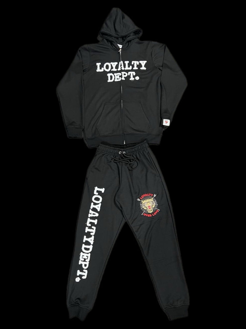 Black “Loyalty Dept” sweat suits