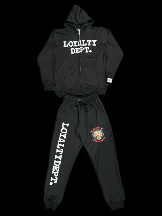 Black “Loyalty Dept” sweat suits