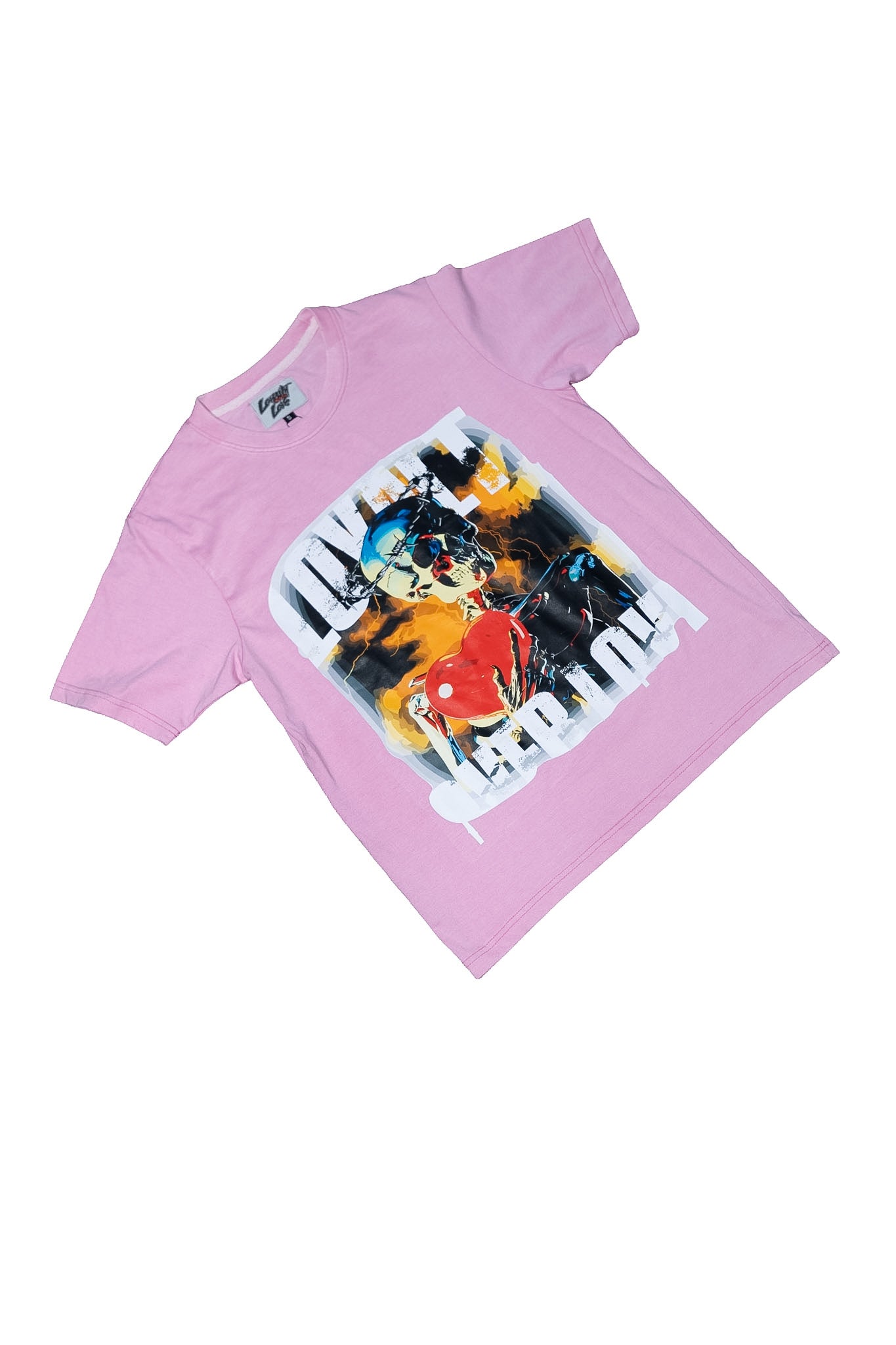 Pink Graphic acid Wash tee